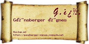 Günsberger Ágnes névjegykártya