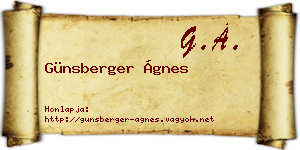 Günsberger Ágnes névjegykártya